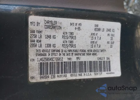 1995 Jeep Grand Cherokee Laredo from USA, damaged, VIN 1J4GZ58S4SC726012